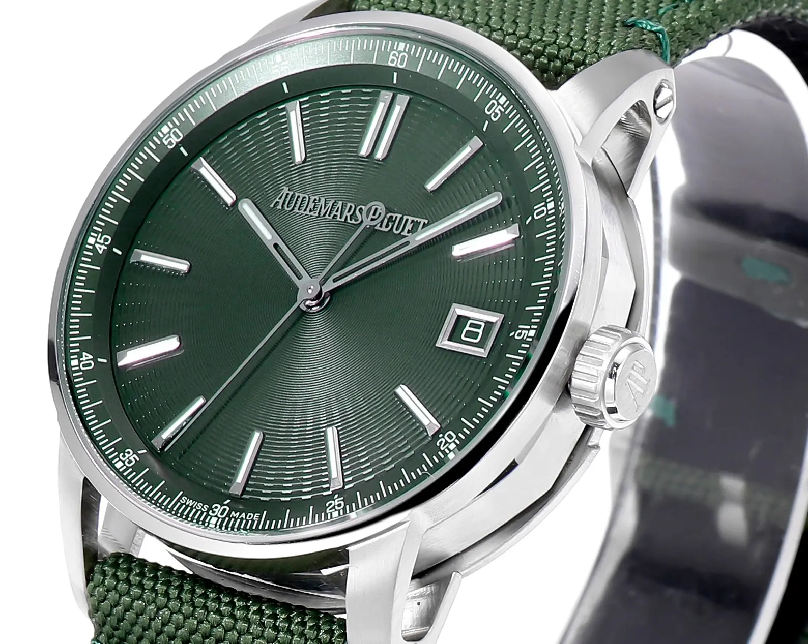 Trendsetting TWA Factory Audemars Piguet CODE 11.59 Green Woven Strap Super Clone Replica Watch 7819
